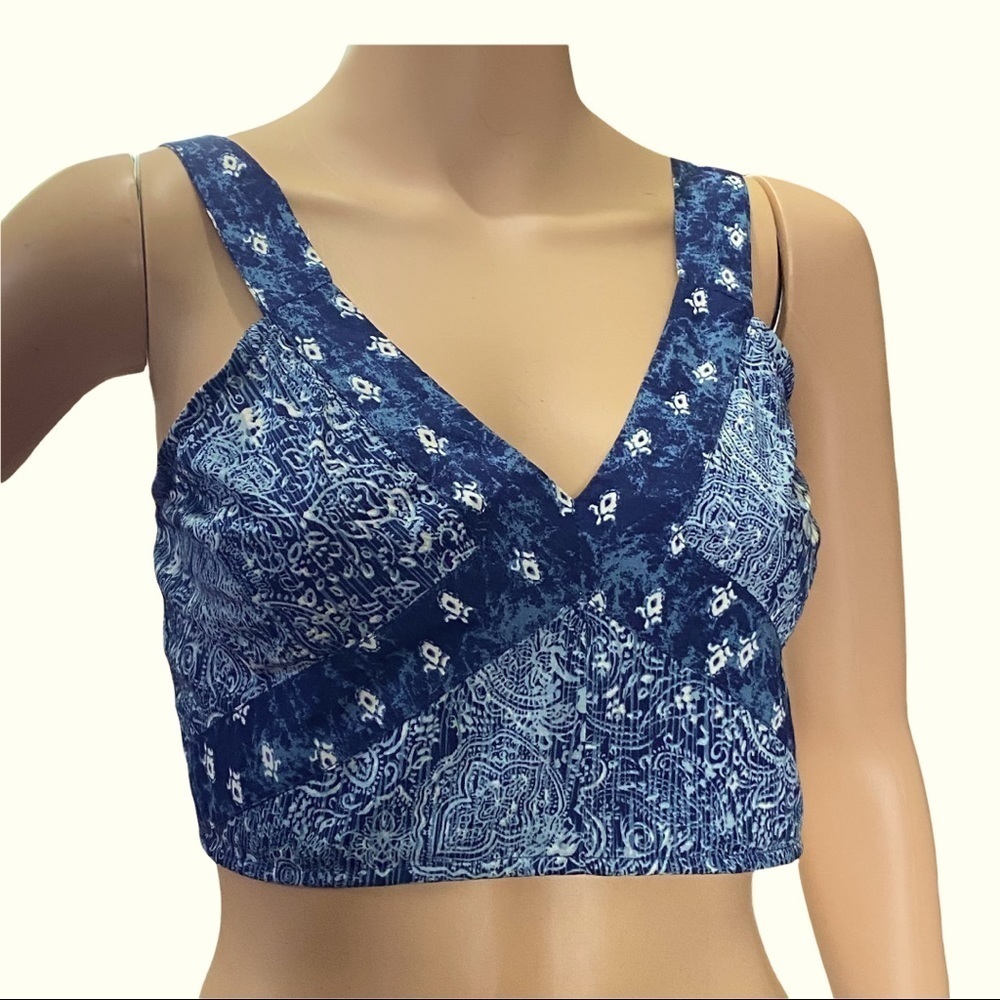 BLUE Bandanna Crop Top Y2K
